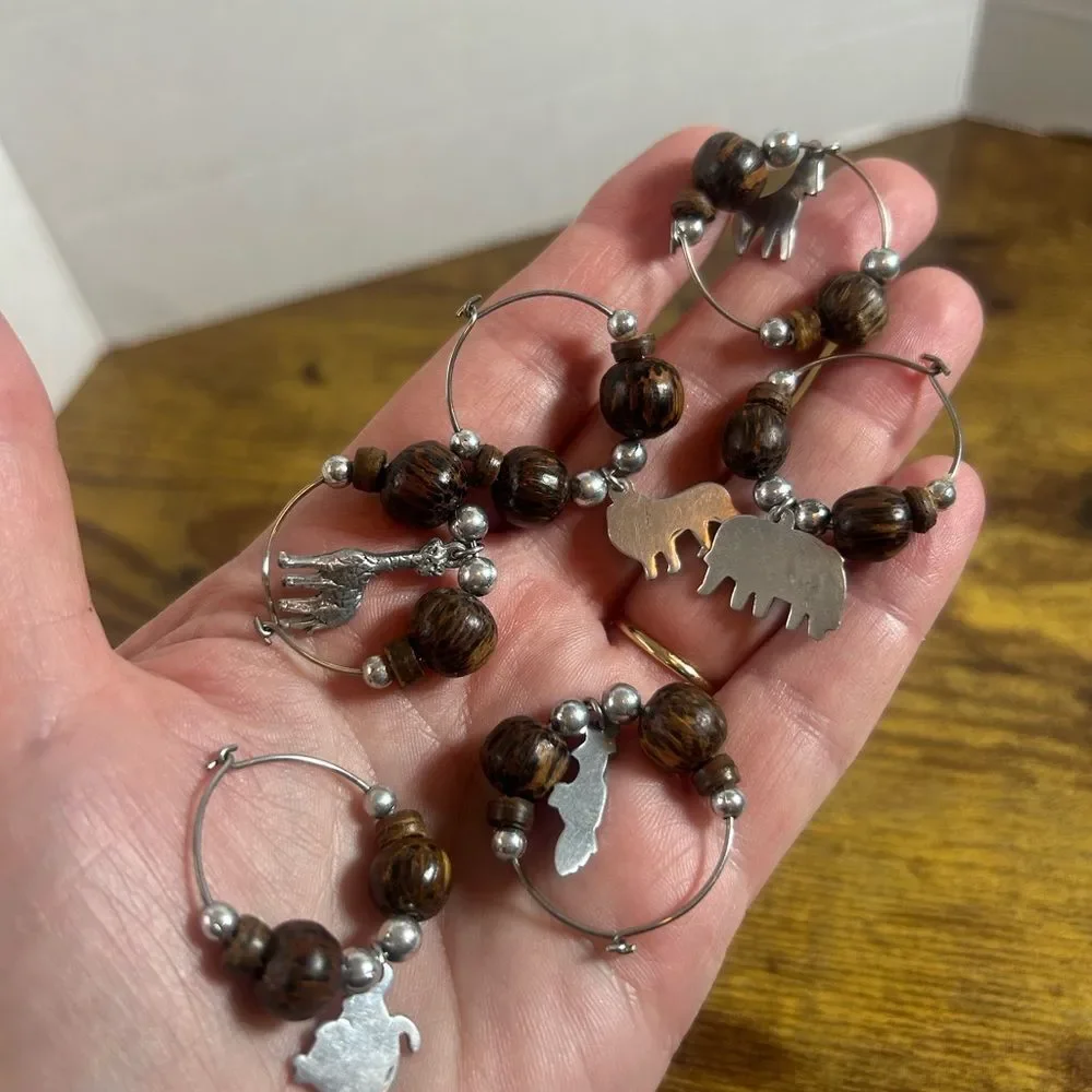 Vtg Lot 35 Wine Glass Charms Santa Fall Rustic Fruit Whimsical Girls Bunko Night